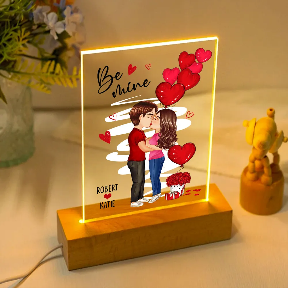 Personalized Be Mine Couple Kissing LED Light Plaque, Romantic Warm Glow Night Light, Unique Gift for Him or Her - Image 3