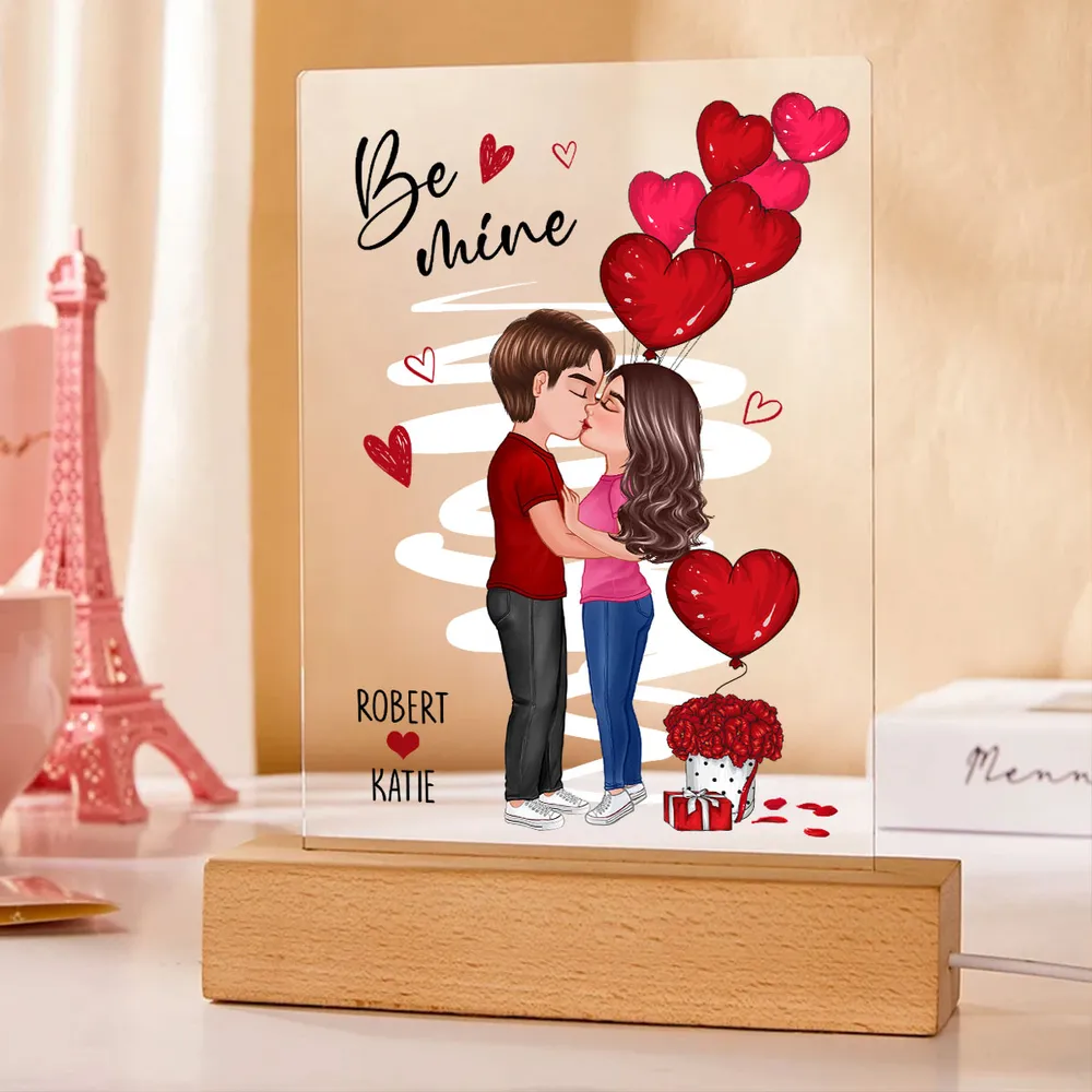 Personalized Be Mine Couple Kissing LED Light Plaque, Romantic Warm Glow Night Light, Unique Gift for Him or Her - Image 5