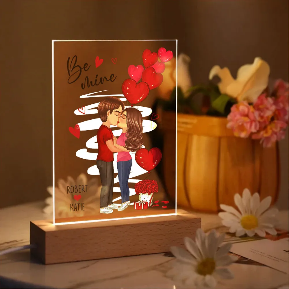 Personalized Be Mine Couple Kissing LED Light Plaque, Romantic Warm Glow Night Light, Unique Gift for Him or Her - Image 7