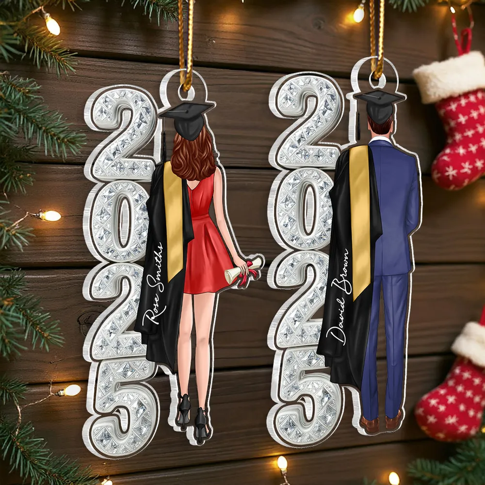 Acrylic Ornament for Graduation Memories, Personalized Year Design with Cap and Diploma, Heartwarming Unique Gift for Students - Image 7