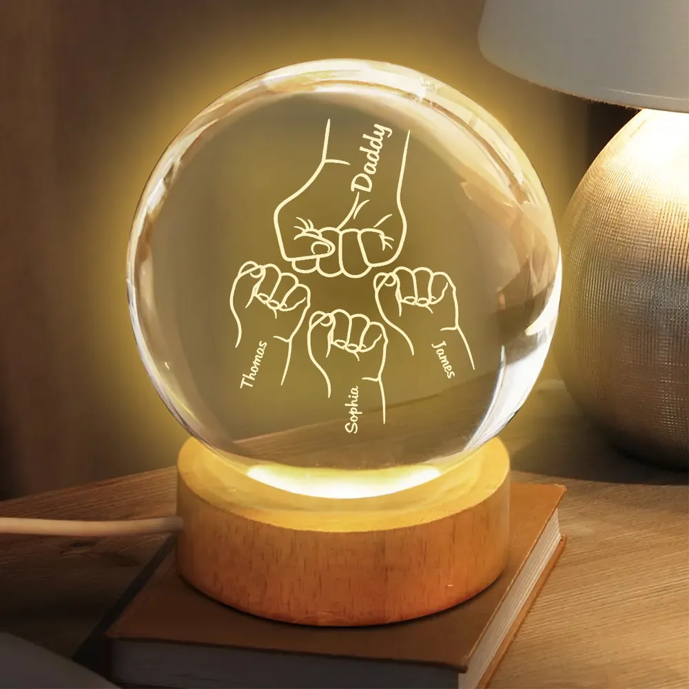 Globe Lamp with Daddy Fist Bump Design, Personalized Keepsake Night Light, Heartwarming Gift for Dad - Image 6