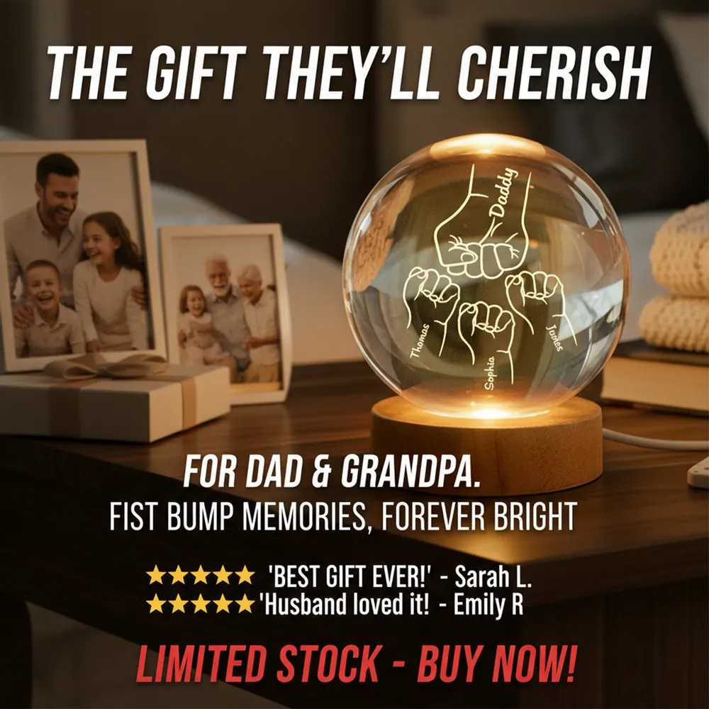 Globe Lamp with Daddy Fist Bump Design, Personalized Keepsake Night Light, Heartwarming Gift for Dad - Image 7