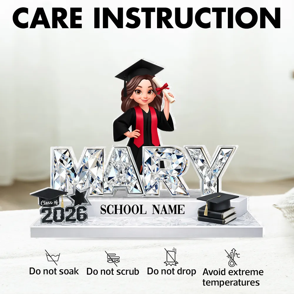 Personalized Shaped Acrylic Block Plaque Graduation Shelf Decor, Class of 2026 Name Display, Unique Gift for Grads - Image 5