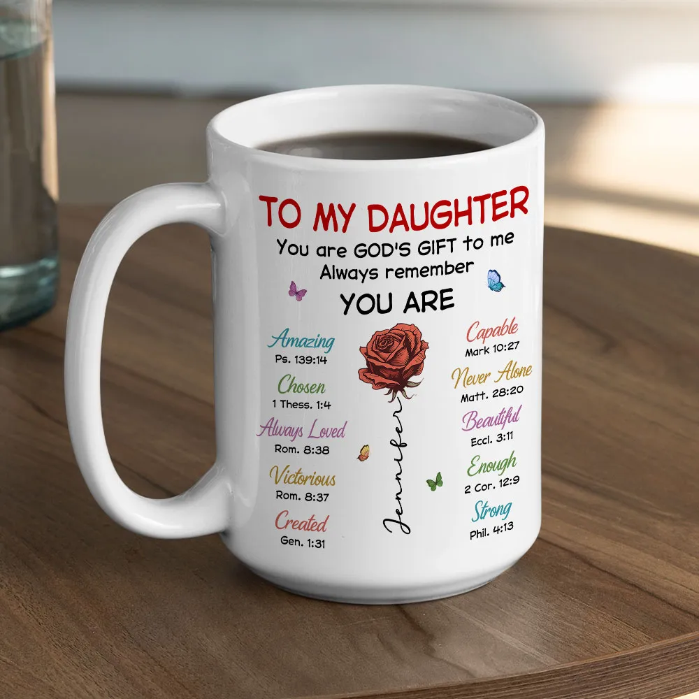 To My Daughter You Are God's Gift Ceramic Mug, Personalized Name Coffee Mug, Faith Inspired Daily Reminder Gift - Image 5
