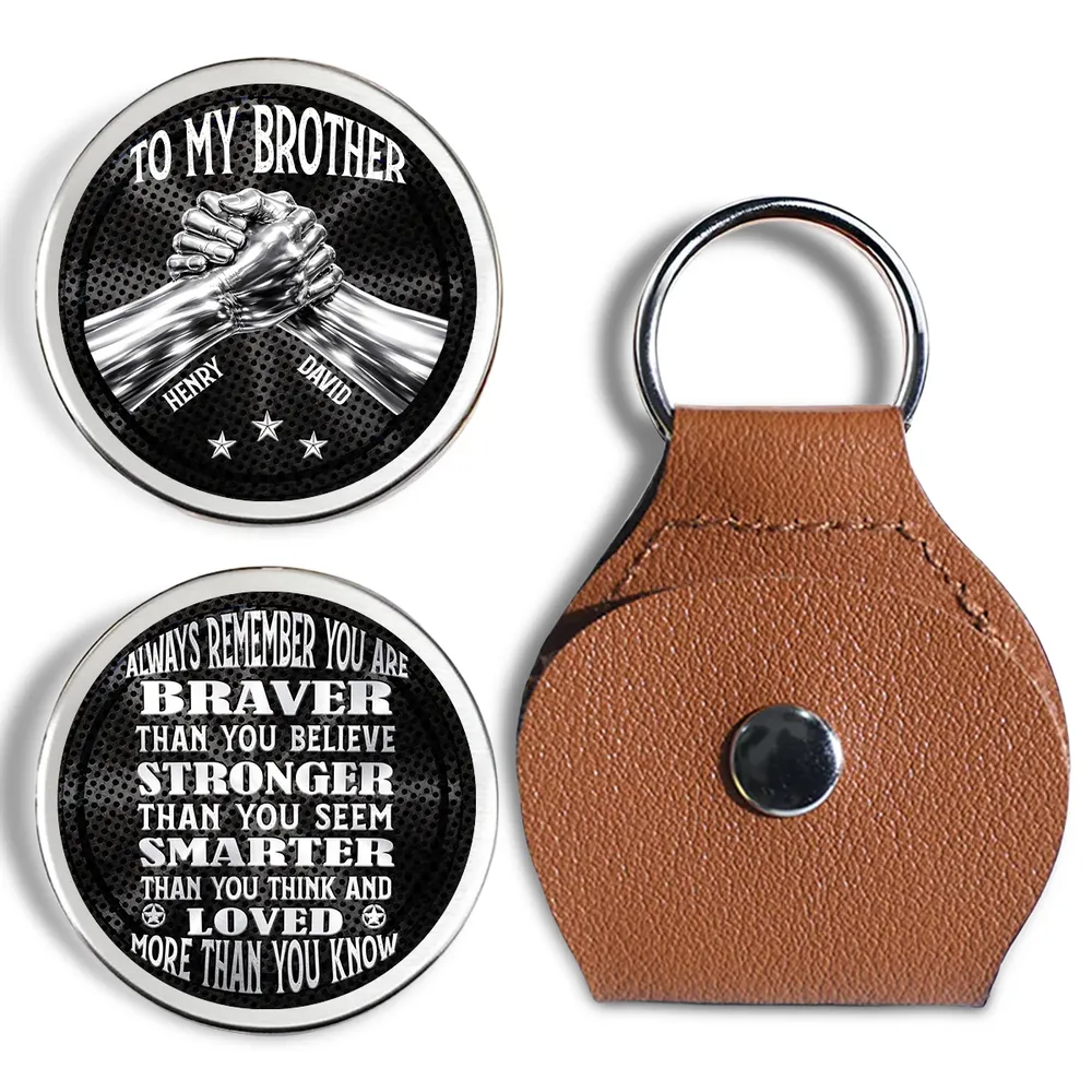 Pocket Hug for Brother with Brave Stronger Smarter Loved Quote, Personalized Keepsake Gift, Small Comfort Token to Carry Daily - Image 5
