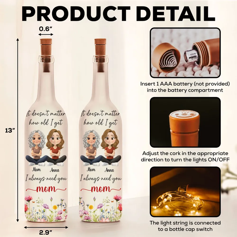 Always And Always Personalized Bottle Lamp, Sweet Mom Quote Light for Cozy Nights, Thoughtful Gift for Mom - Image 6