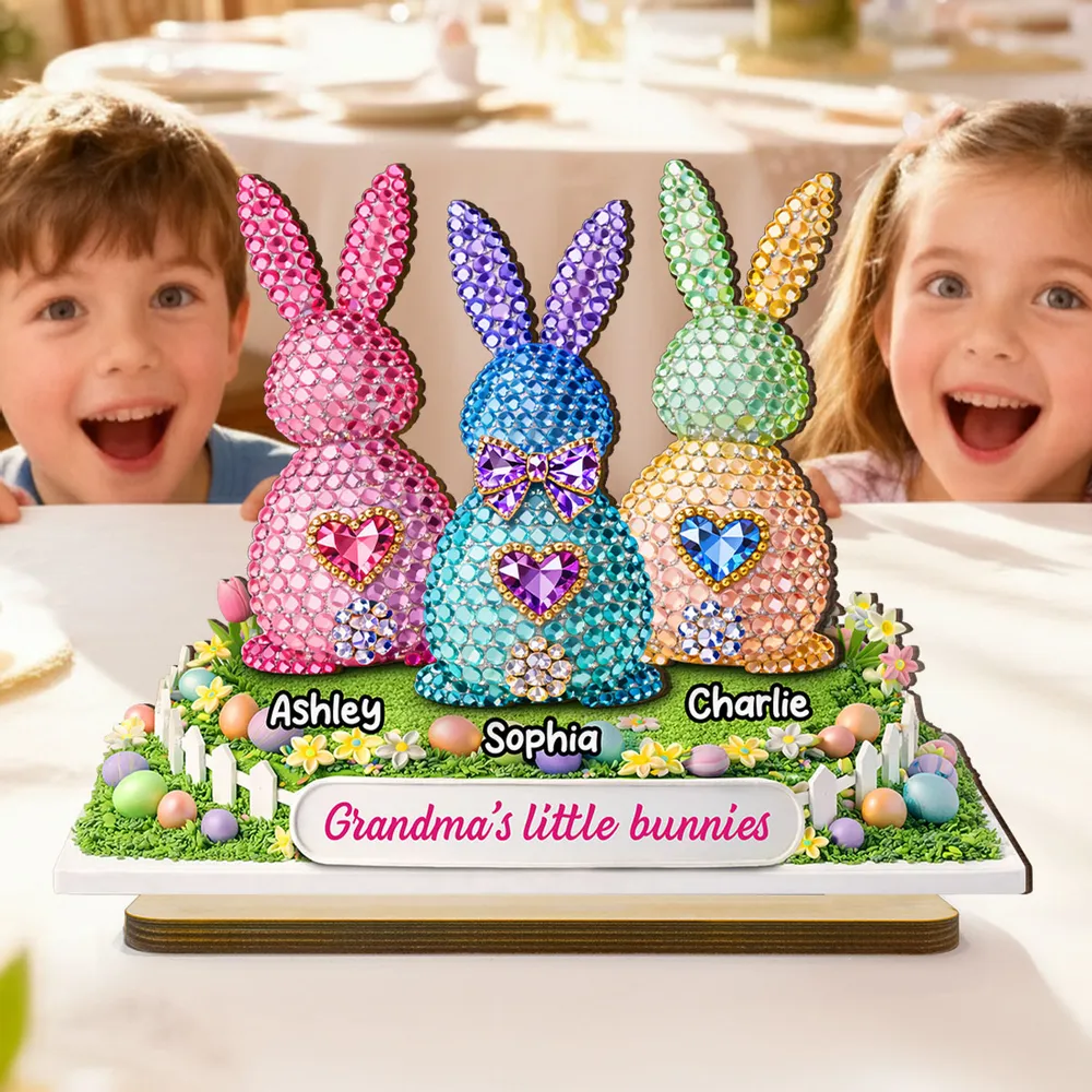 Grandma's Little Bunnies Personalized 2-Layer Wooden Plaque - Heartwarming Easter Keepsake Gift for Grandma, Bright Pastel Display - Image 3