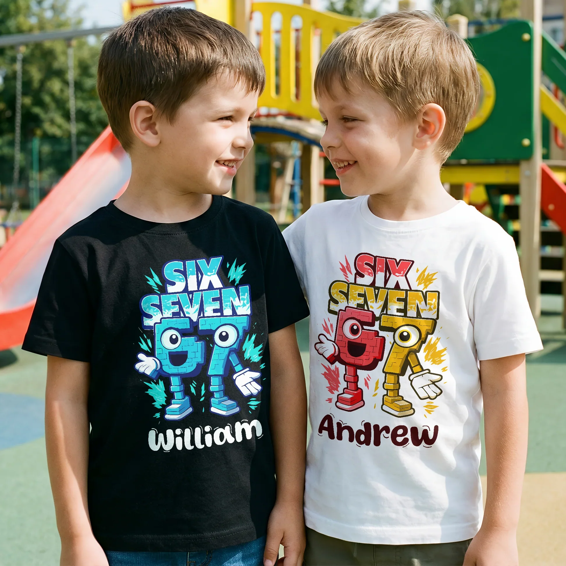 Classic Tee Six Seven Gamer Cartoon Graphic for Kids Bedroom Vibes, Funny Playful Style, Unique Gift for Boys - Image 3