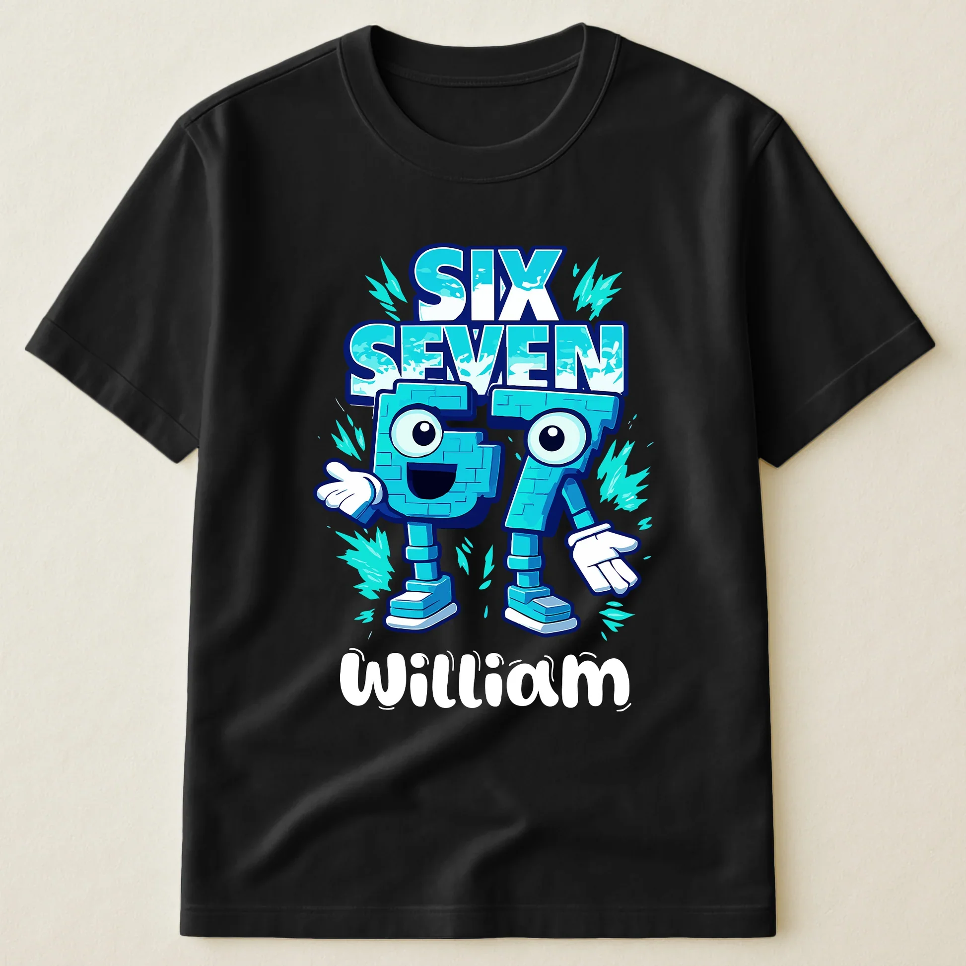 Classic Tee Six Seven Gamer Cartoon Graphic for Kids Bedroom Vibes, Funny Playful Style, Unique Gift for Boys - Image 4