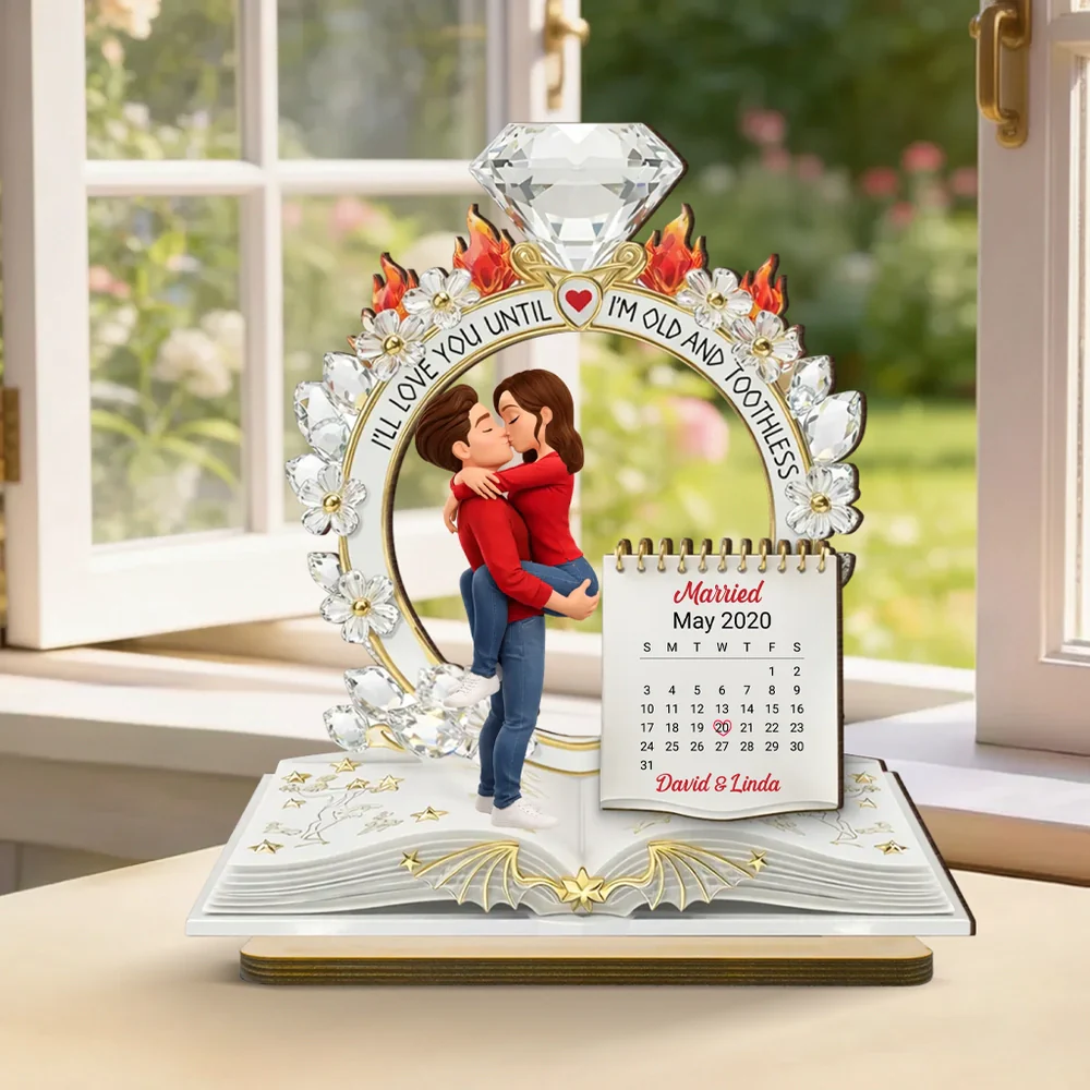 Personalized 2-Layer Wooden Plaque Kissing Couple with Ring Design for Bedroom Decor, Unique Anniversary Gift for Him or Her - Image 2