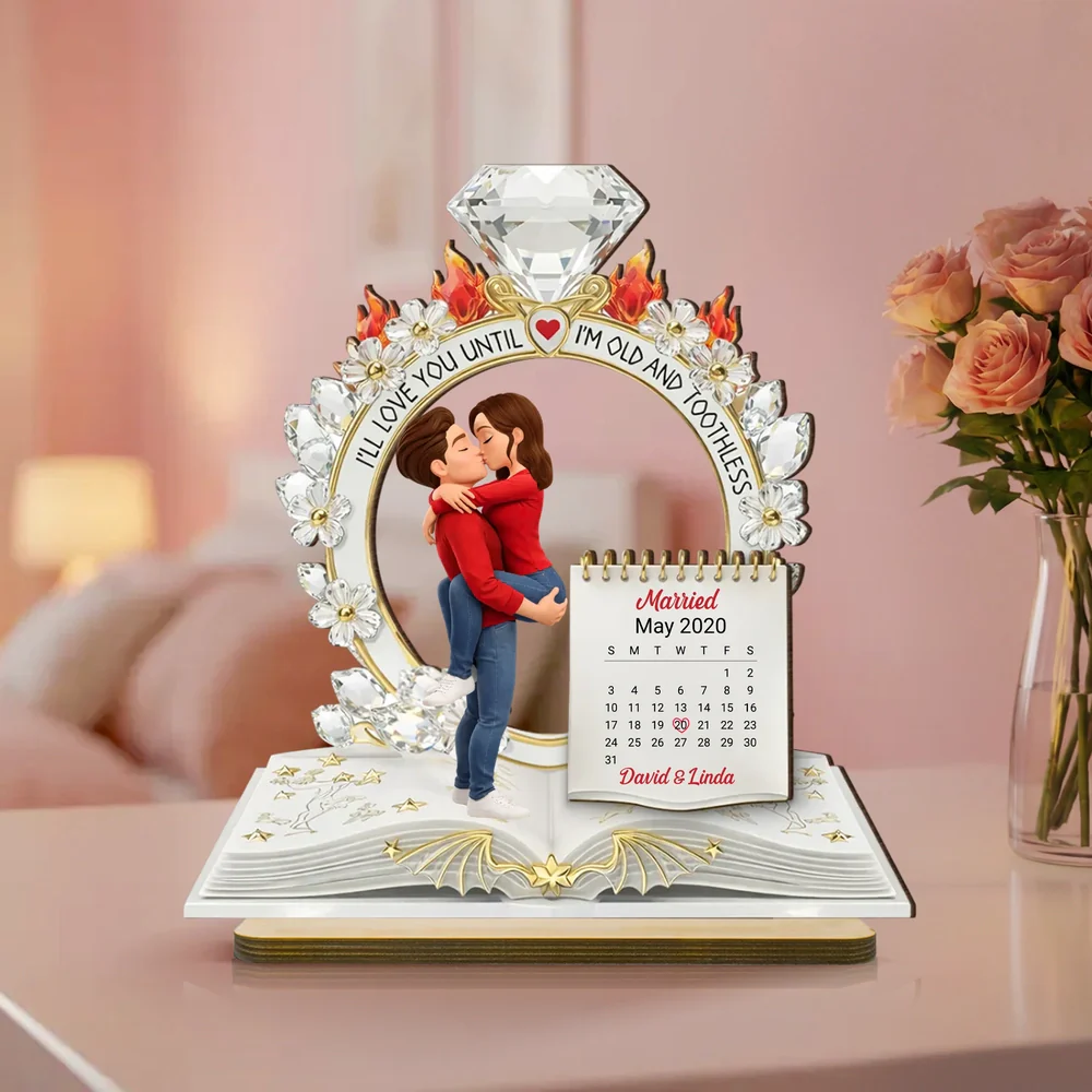 Personalized 2-Layer Wooden Plaque Kissing Couple with Ring Design for Bedroom Decor, Unique Anniversary Gift for Him or Her - Image 3