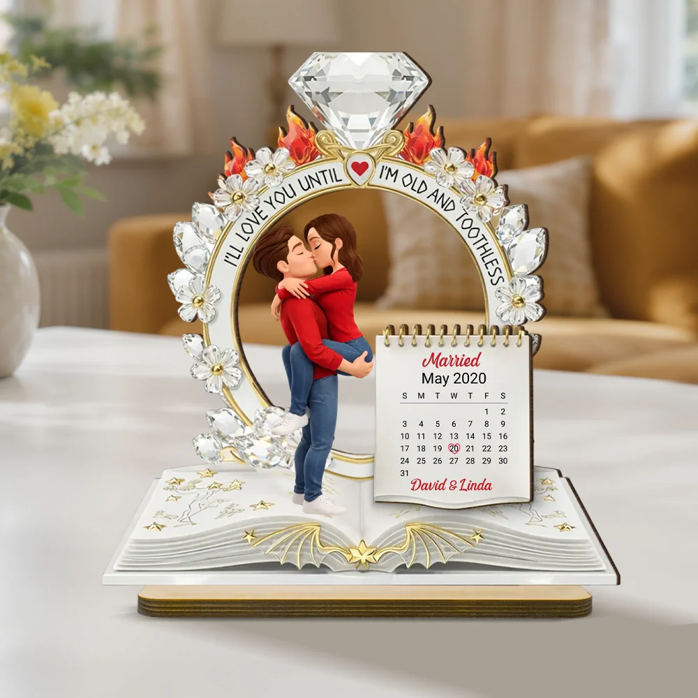 Personalized 2-Layer Wooden Plaque Kissing Couple with Ring Design for Bedroom Decor, Unique Anniversary Gift for Him or Her - Image 4