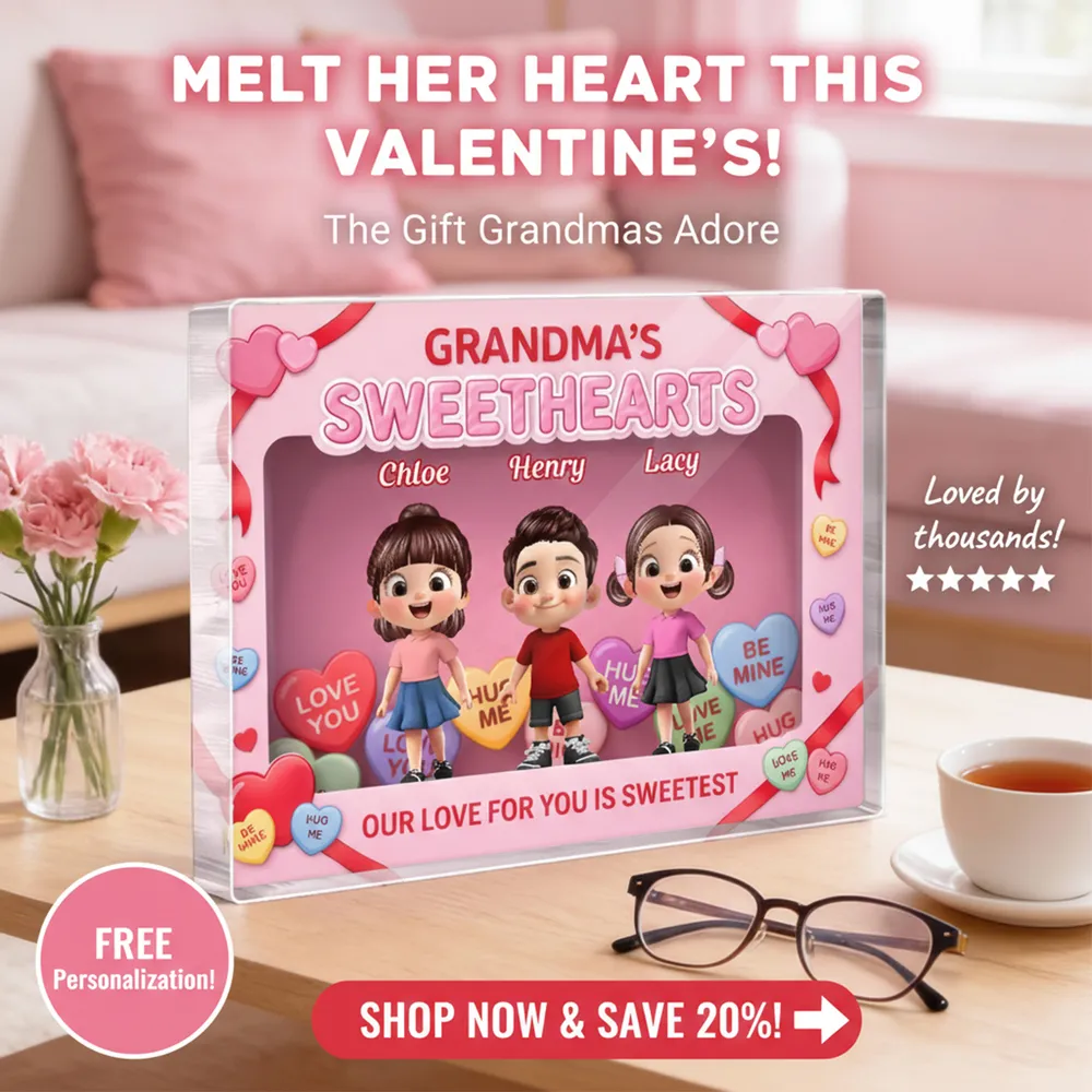 Personalized Rectangle Acrylic Block Plaque for Grandma, Sweet Grandkids Candy Hearts Design, Unique Gift for Her - Image 5
