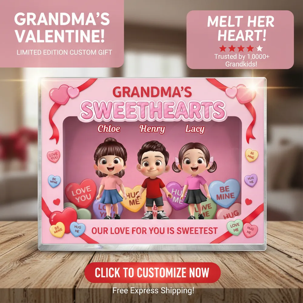 Personalized Rectangle Acrylic Block Plaque for Grandma, Sweet Grandkids Candy Hearts Design, Unique Gift for Her - Image 7