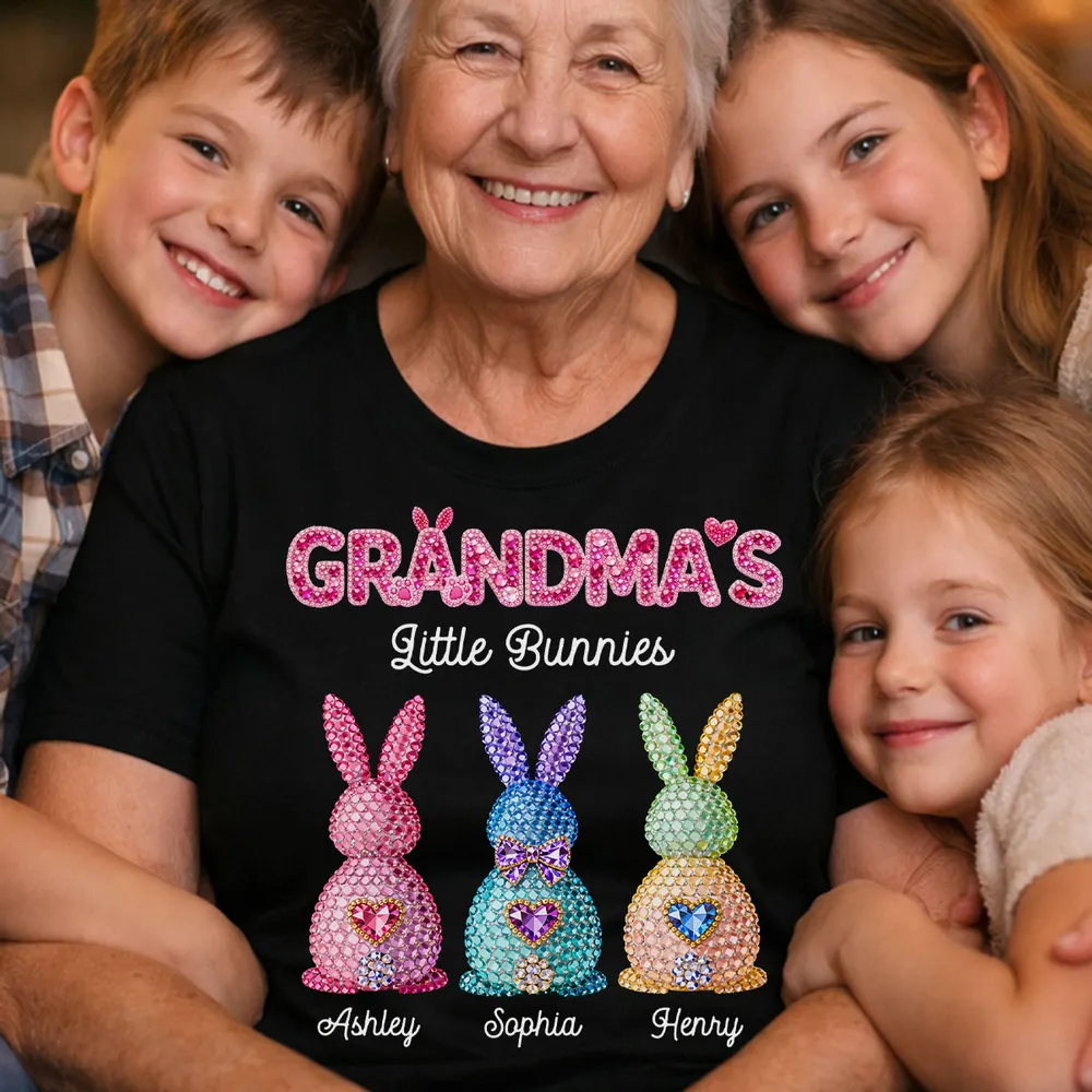Personalized Grandma's Little Bunnies Classic Tee, Sparkly Easter Bunny Design, Unique Gift for Grandma - Image 2