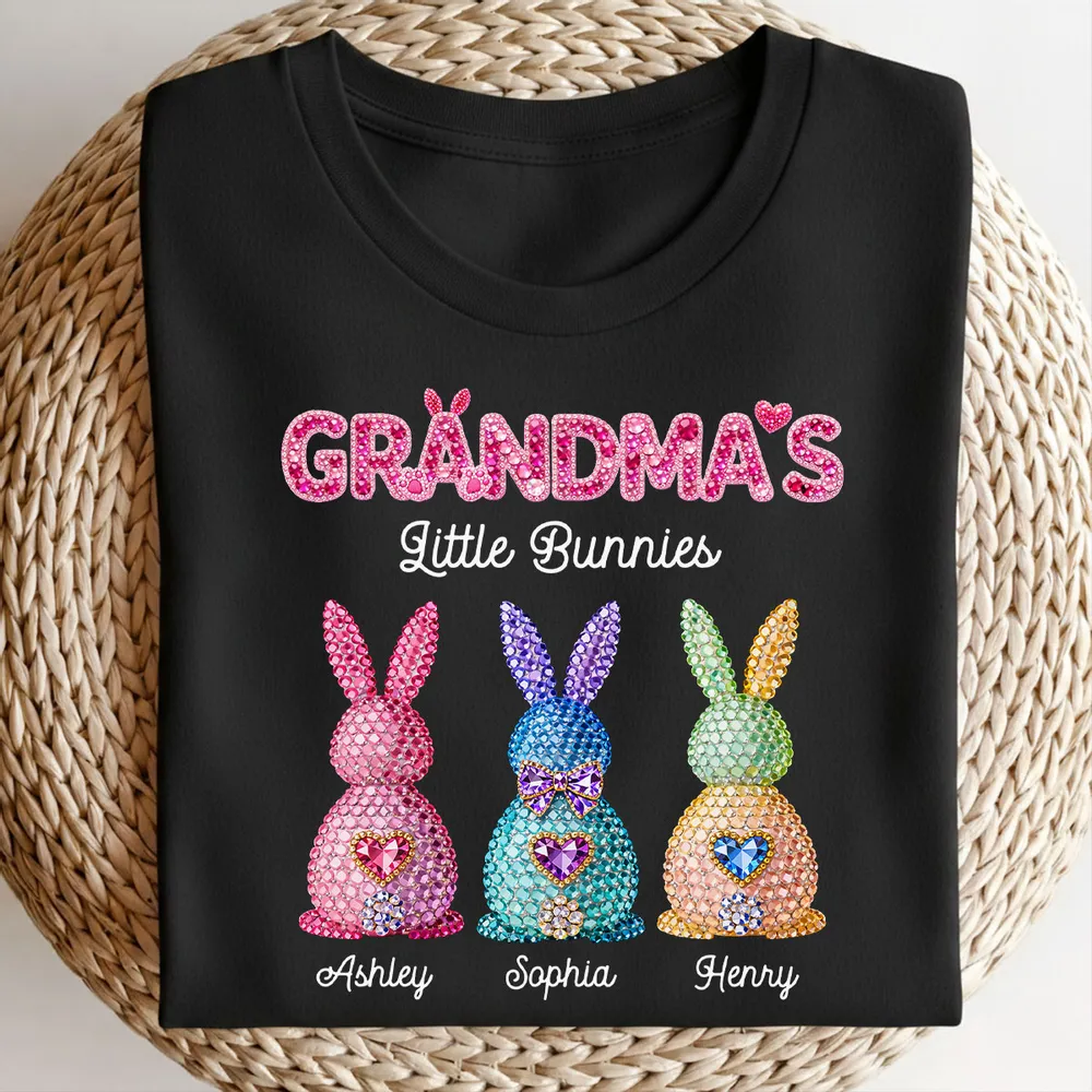 Personalized Grandma's Little Bunnies Classic Tee, Sparkly Easter Bunny Design, Unique Gift for Grandma - Image 3