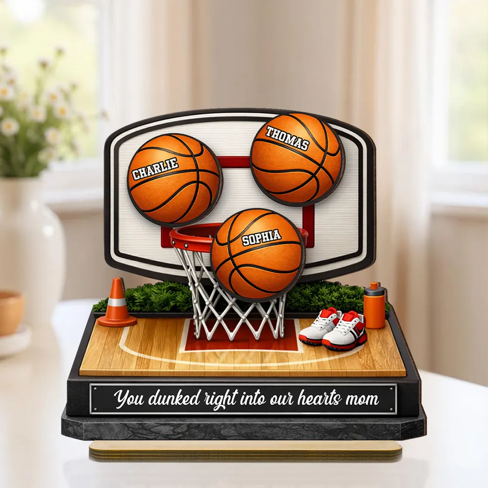 Personalized 2-Layer Wooden Plaque Basketball Hoop Scene for Mom, We Scored the Best Mom, Unique Sports Mom Gift - Image 6