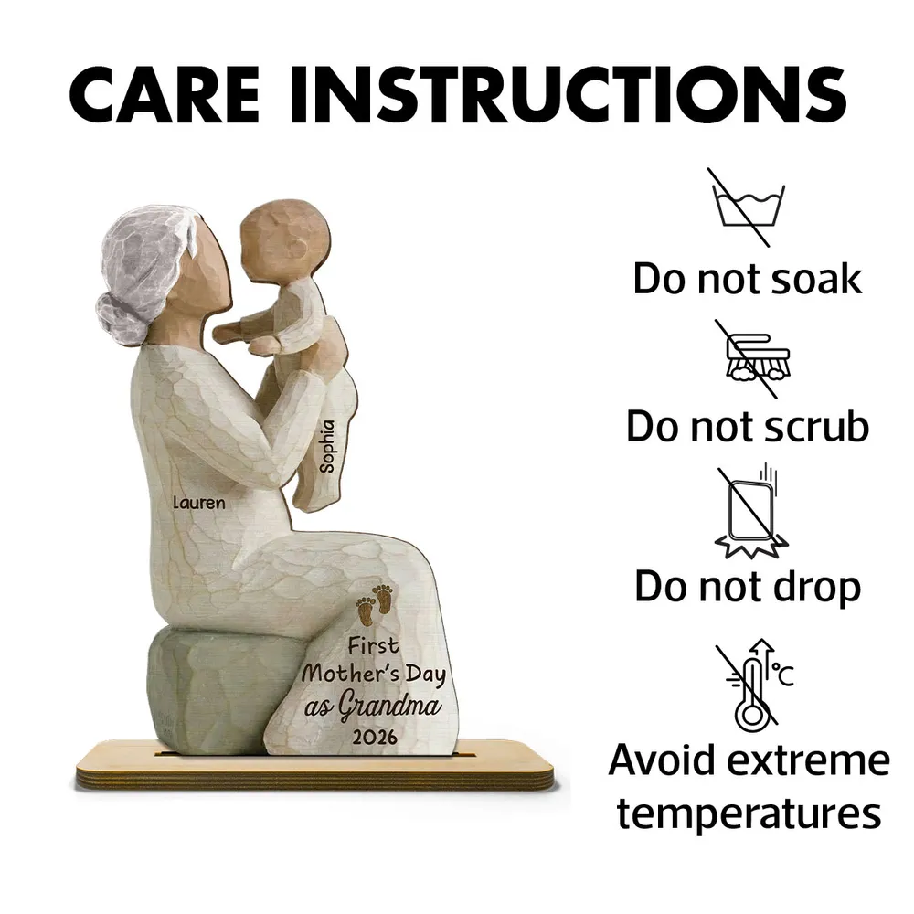 2-Layer Wooden Plaque Custom Grandma and Baby Figurine, Sweet Family Keepsake Decor, Heartfelt Gift for Grandma - Image 7