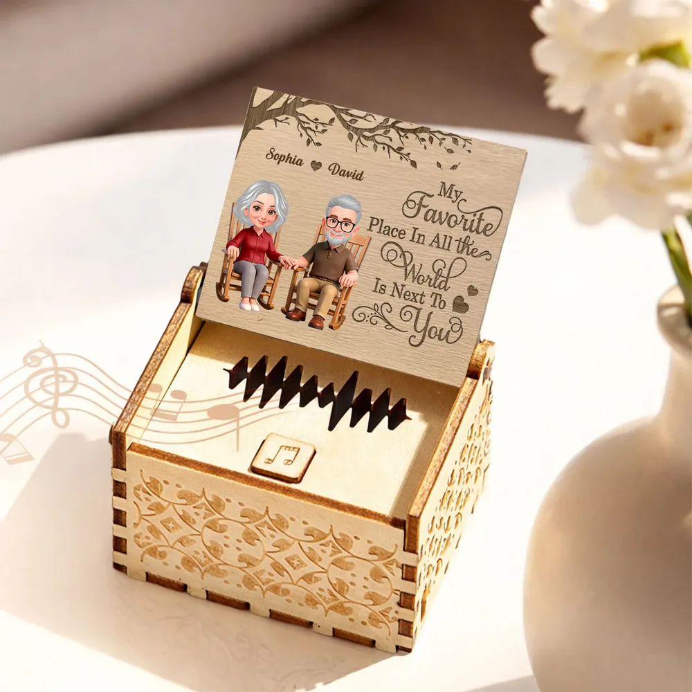 My Favorite Place Is Next To You Personalized Wooden Music Box, Sweet Couple Gift for Anniversary or Valentine's Day - Image 2