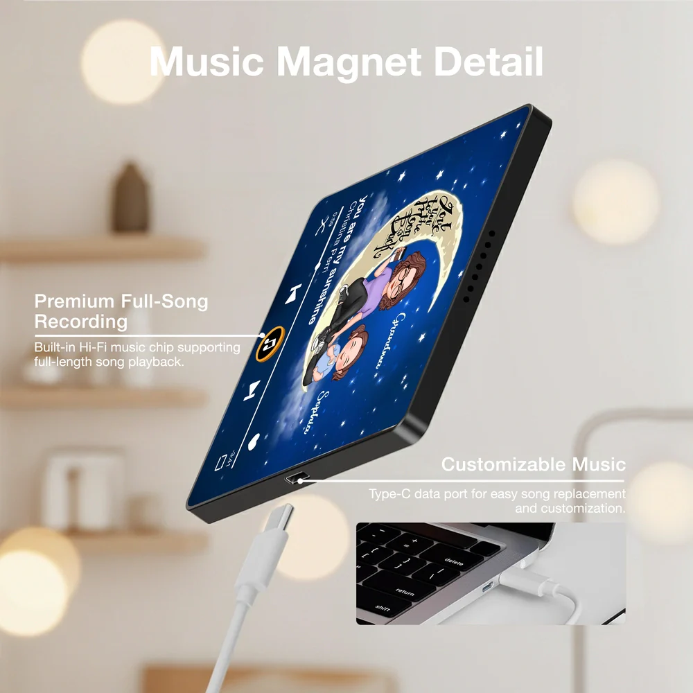 Acrylic Music Magnet I Love You to the Moon and Back Grandma and Grandkid Cute Fridge Decoration Unique Gift - Image 5