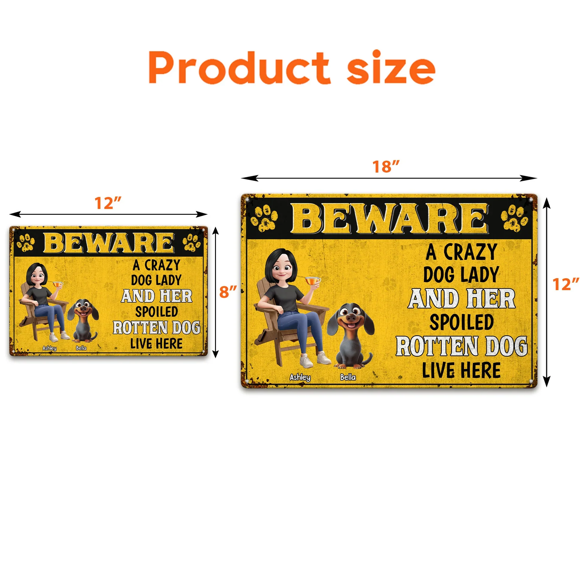 Personalized Rectangular Iron Sign Beware Crazy Dog Lady Spoiled Rotten Dog Live Here - Funny Unique Gift for Dog Lovers - Image 4