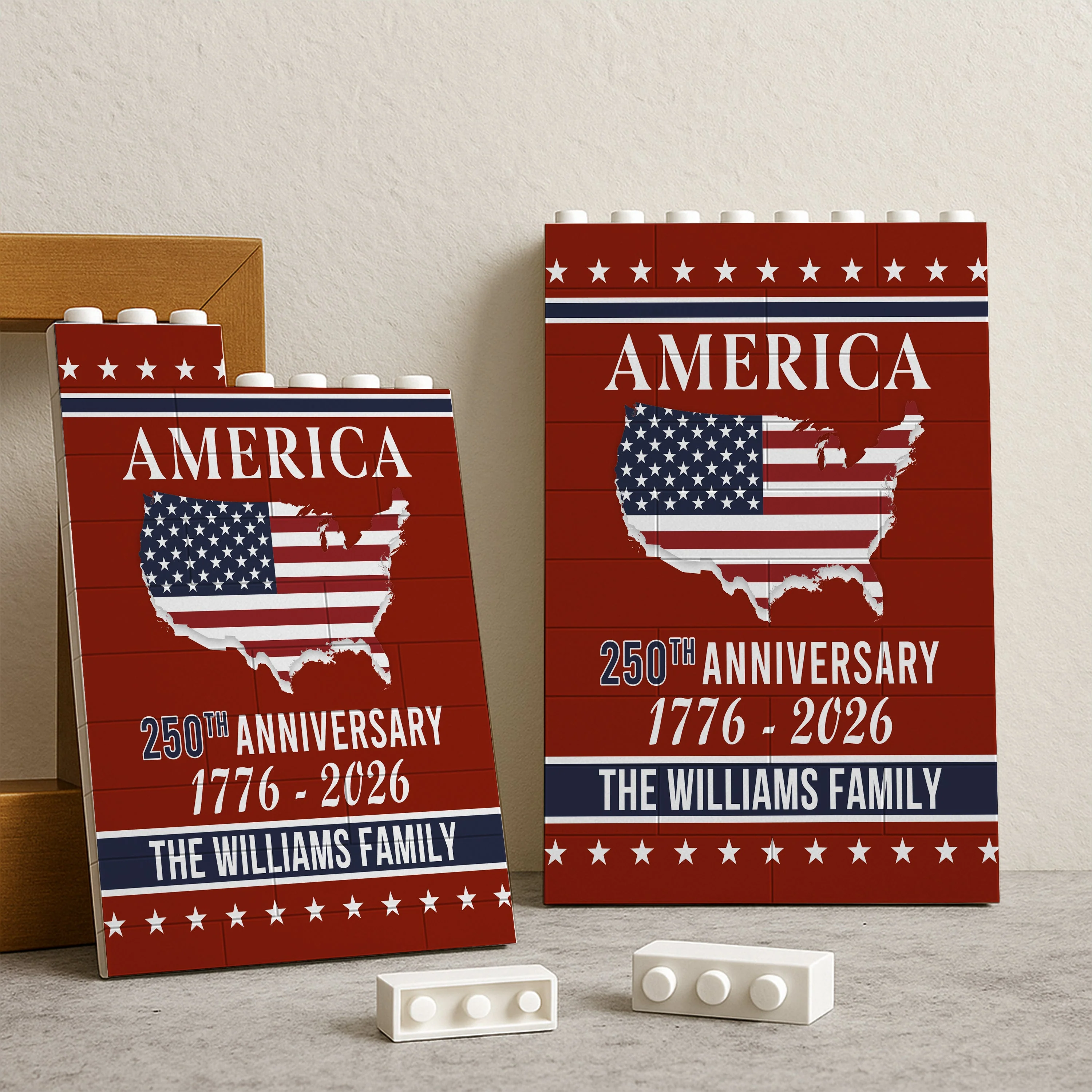 Custom Patriotic PVC Building Brick Puzzle for America 250th Anniversary, USA Flag Map Design, Meaningful Family Gift - Image 2