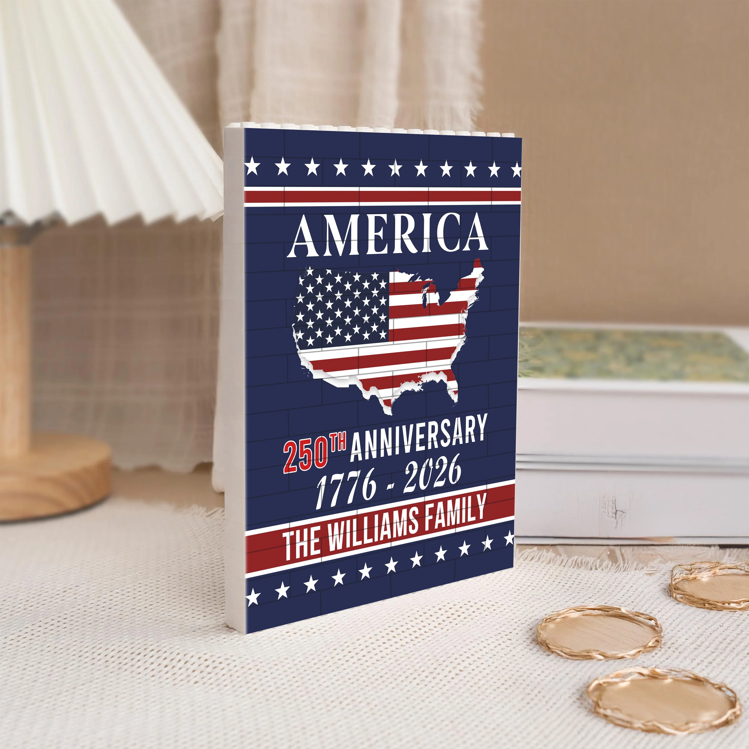 Custom Patriotic PVC Building Brick Puzzle for America 250th Anniversary, USA Flag Map Design, Meaningful Family Gift - Image 7