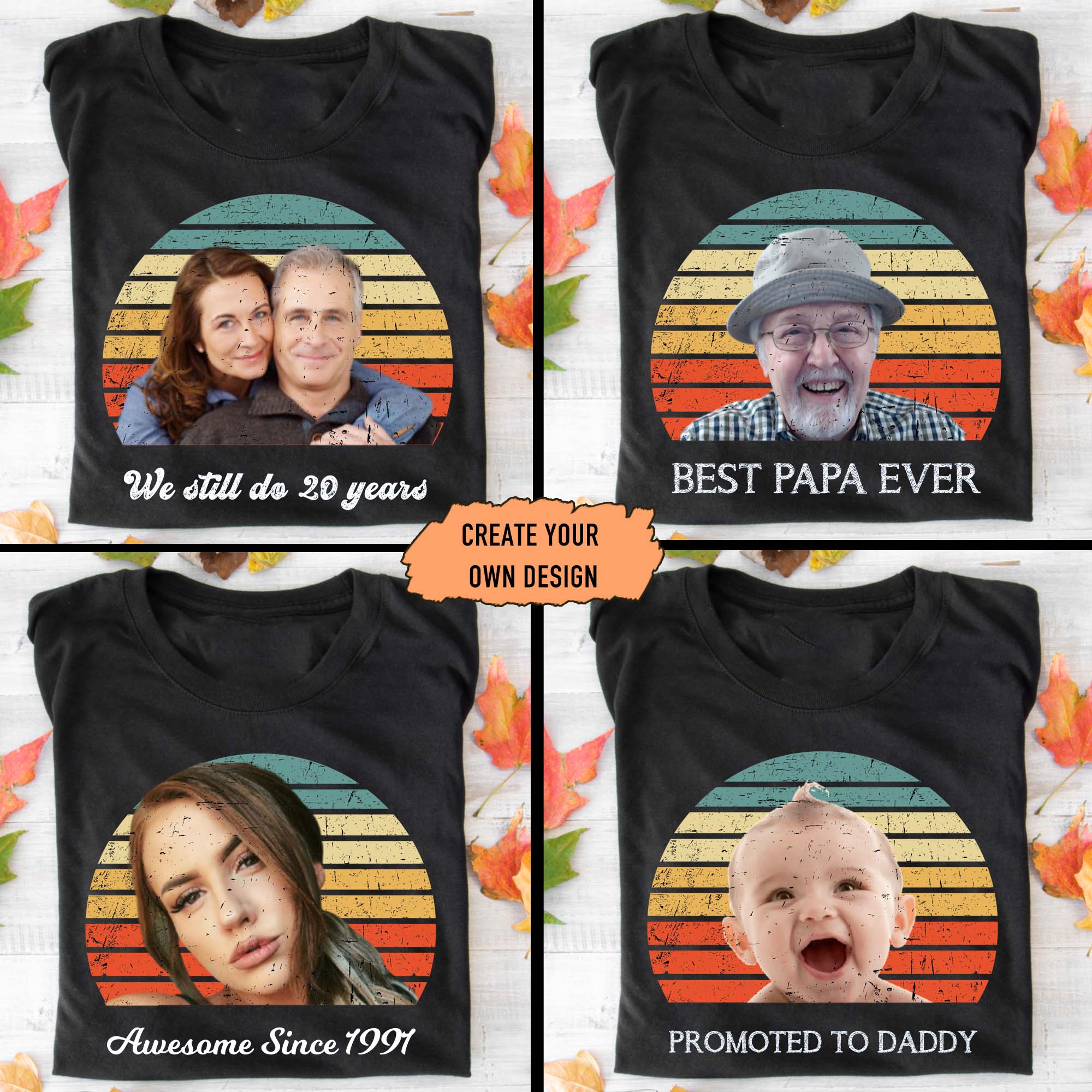 Custom Pet Portrait Classic Tee, Vintage Sunset Dog Design for Everyday Wear, Heartwarming Gift for Dog Moms & Dads - Image 2