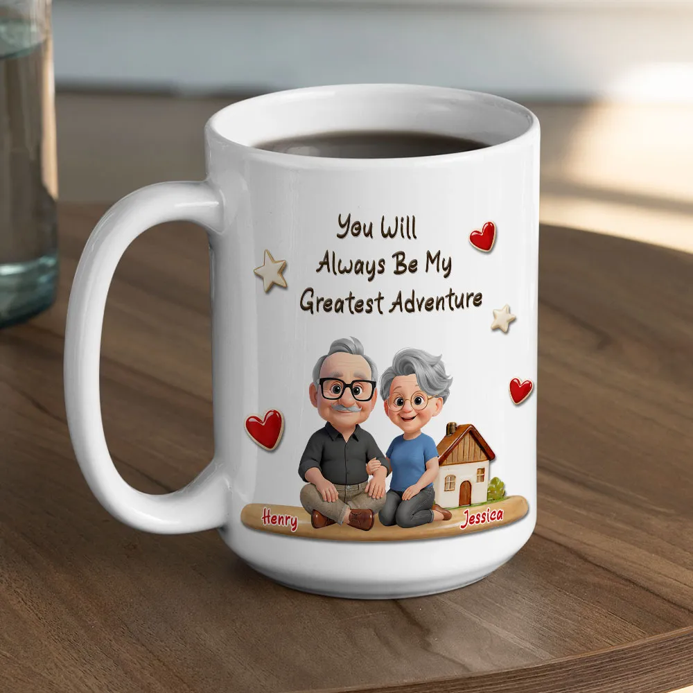 Personalized White Ceramic Mug With 'You Will Always Be My Greatest Adventure' Cute Couple Art Unique Gift for Husband or Wife - Image 7
