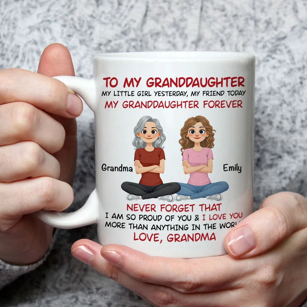 Personalized Grandma and Granddaughter Quote Ceramic Mug - Cute Cartoon Gift for Granddaughter, Daily Coffee Reminder - Image 3