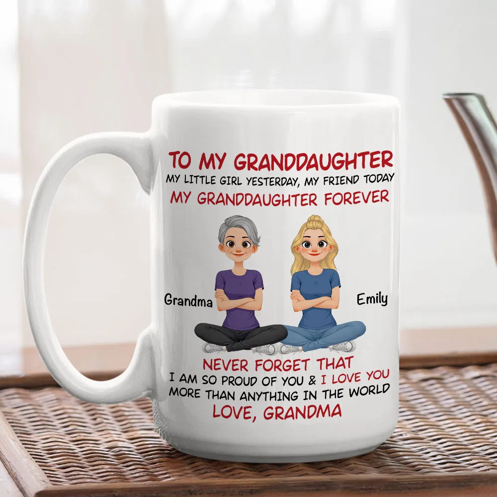 Personalized Grandma and Granddaughter Quote Ceramic Mug - Cute Cartoon Gift for Granddaughter, Daily Coffee Reminder - Image 6