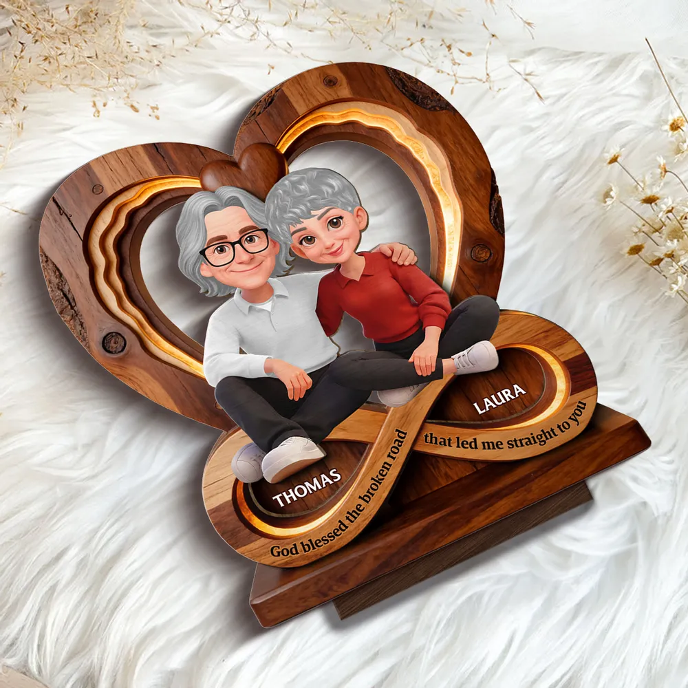 Personalized Couple Infinity Heart 2-Layer Wooden Plaque for Cozy Living Room Display, Unique Romantic Gift for Her or Him - Image 7