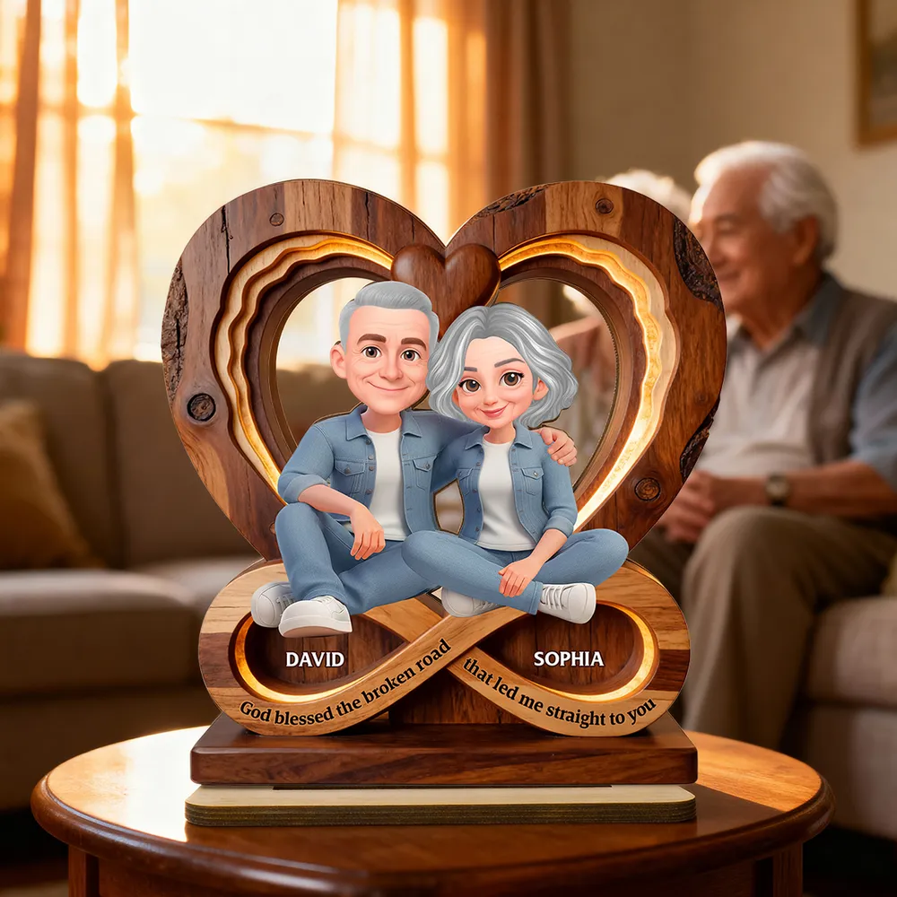 Personalized Couple Infinity Heart 2-Layer Wooden Plaque for Cozy Living Room Display, Unique Romantic Gift for Her or Him - Image 9