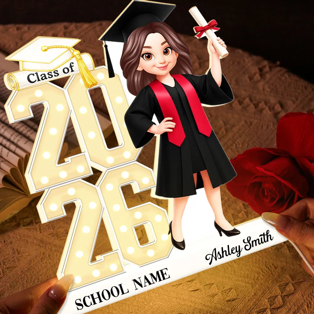 Personalized Graduation Acrylic Light Box with Class Year Cartoon Grad, Warm Glow Bedroom Decor, Unique Gift for Graduates - Image 6