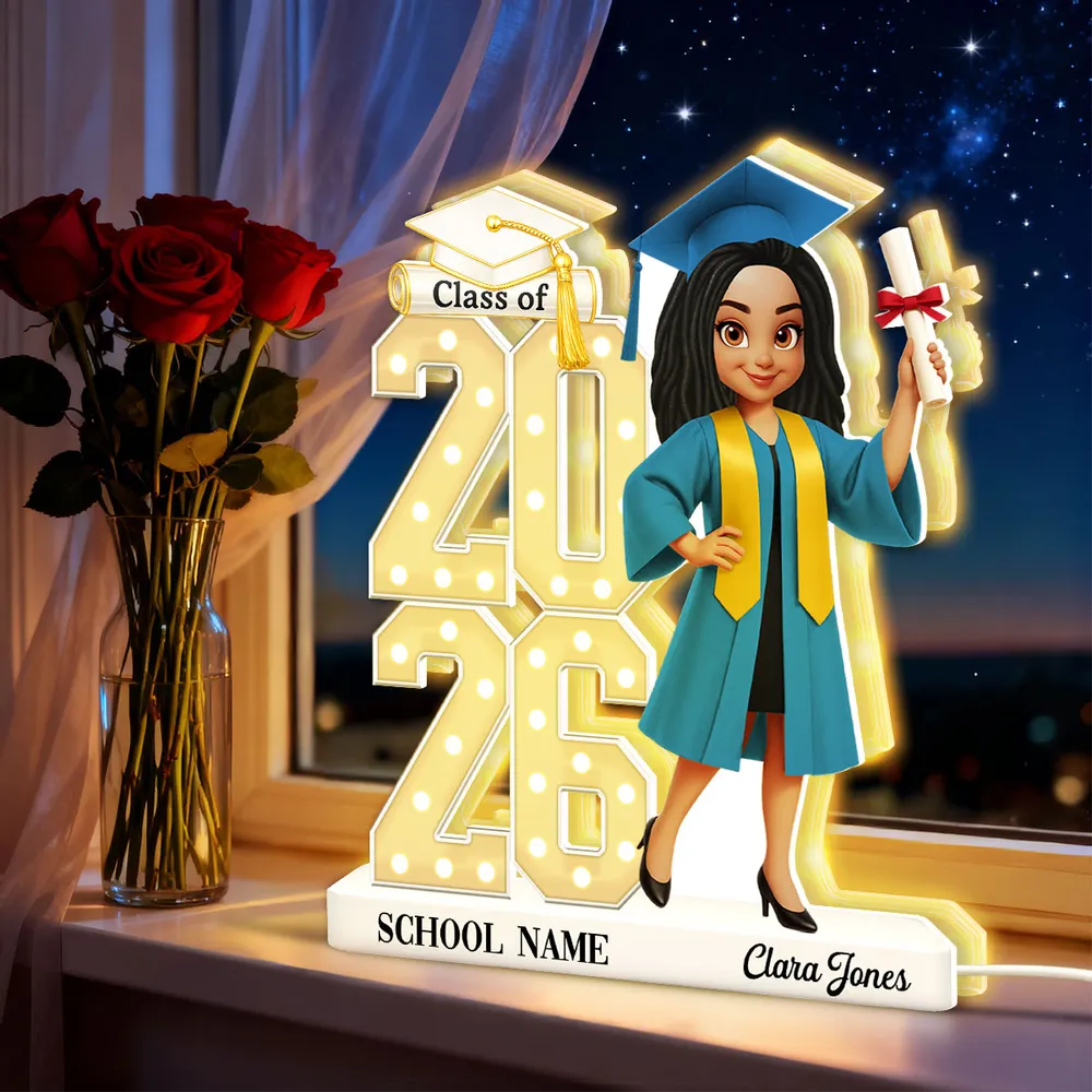 Personalized Graduation Acrylic Light Box with Class Year Cartoon Grad, Warm Glow Bedroom Decor, Unique Gift for Graduates - Image 8