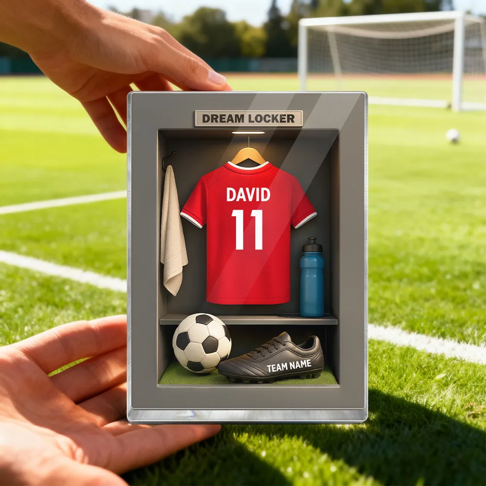 Rectangle Acrylic Block Plaque Personalized Dream Locker Soccer Jersey Scene, Sentimental Display Gift for Soccer Lovers and Families - Image 7
