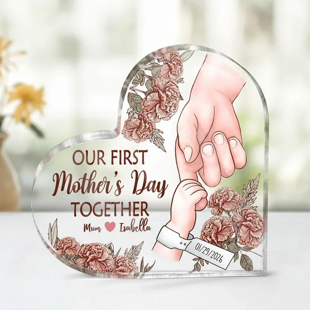 Our First Mother's Day Together Personalized Shaped Acrylic Block Plaque, Sweet Keepsake Gift for Mom - Image 2