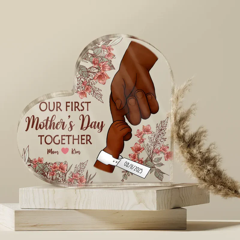 Our First Mother's Day Together Personalized Shaped Acrylic Block Plaque, Sweet Keepsake Gift for Mom - Image 3