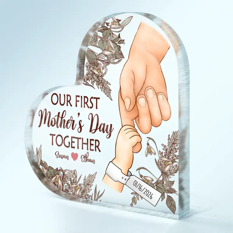 Our First Mother's Day Together Personalized Shaped Acrylic Block Plaque, Sweet Keepsake Gift for Mom - Image 5