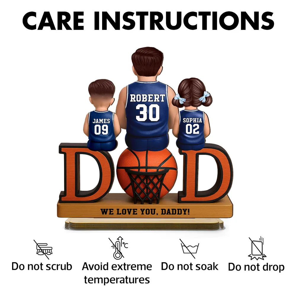 2-Layer Wooden Plaque Custom Basketball Dad and Kids Keepsake Warm Living Room Display Heartfelt Gift for Dad - Image 8