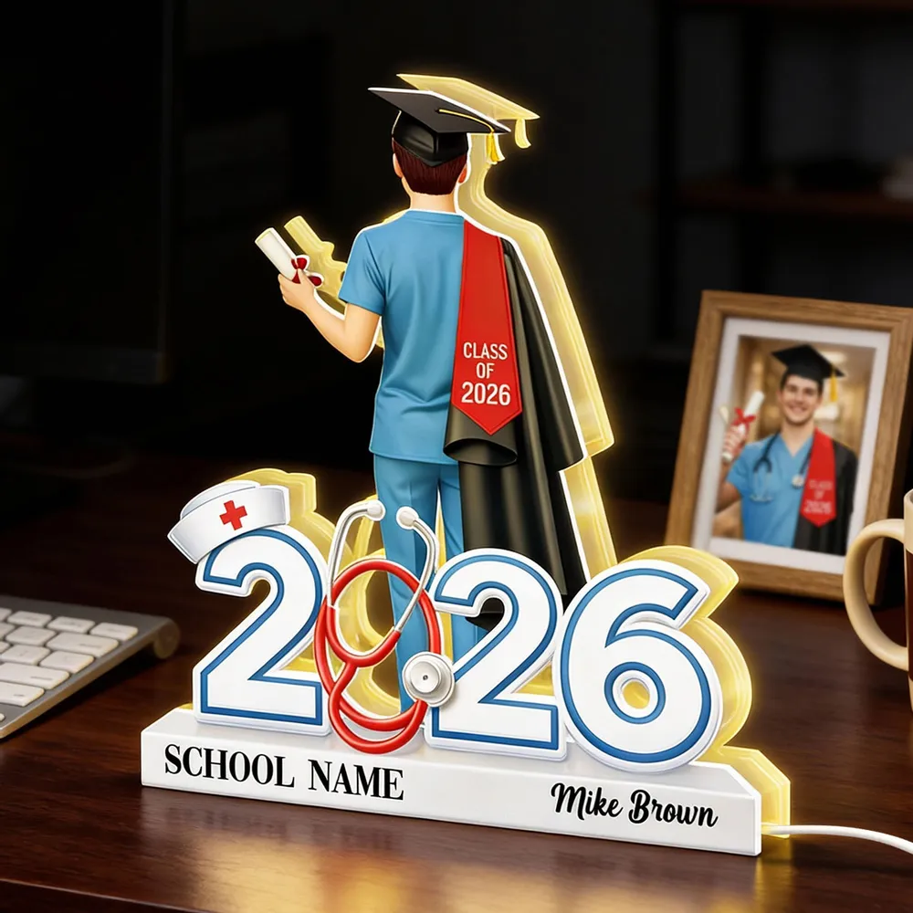 Personalized Graduation Acrylic Light Box for Nurse Senior, Warm Glow Bedroom Lamp, Unique Keepsake Gift - Image 2