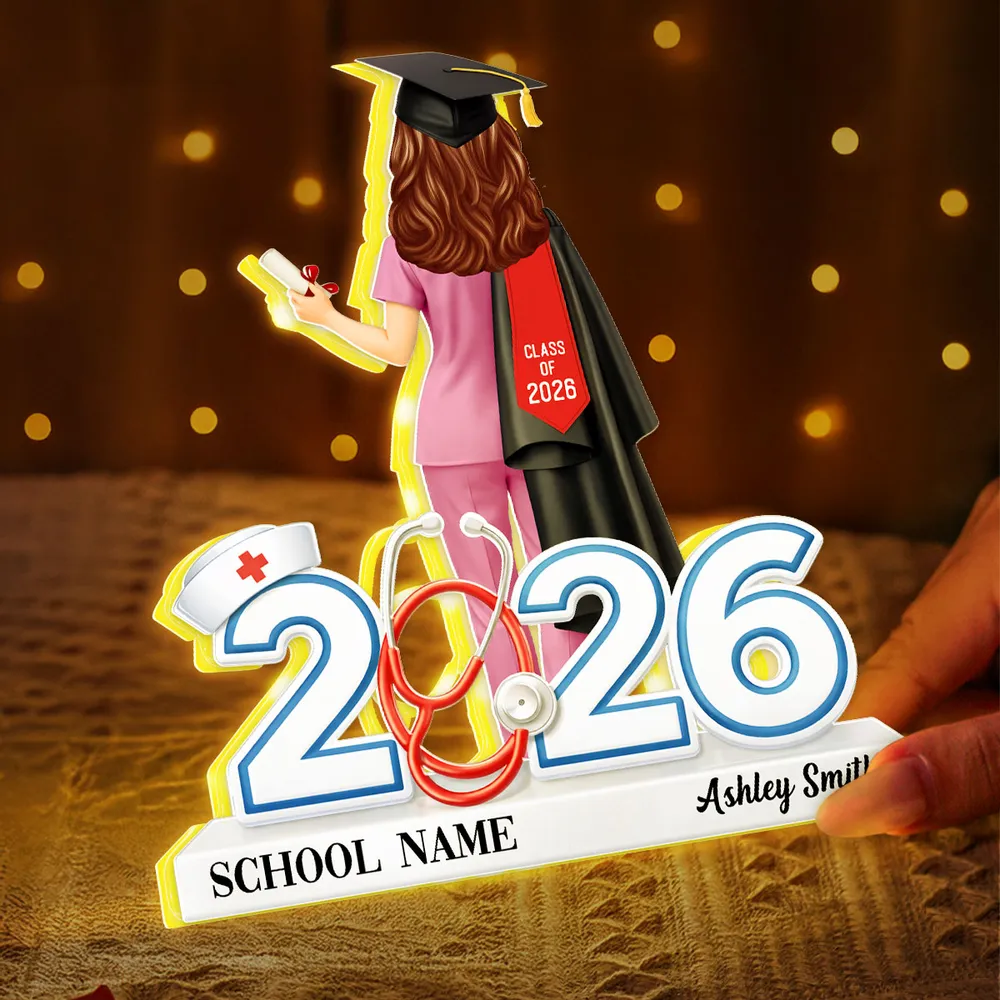 Personalized Graduation Acrylic Light Box for Nurse Senior, Warm Glow Bedroom Lamp, Unique Keepsake Gift - Image 8