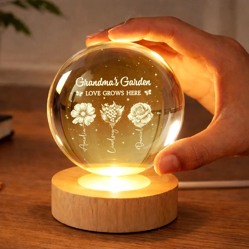 Personalized Grandma's Garden Globe Lamp Night Light, Warm Floral Glow, Unique Gift for Grandma - Image 6