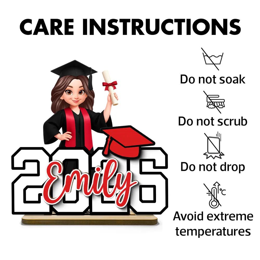 Custom Graduation 2-Layer Wooden Plaque With Cartoon Graduate and Year Sign, Heartfelt Gift For Student Family - Image 5
