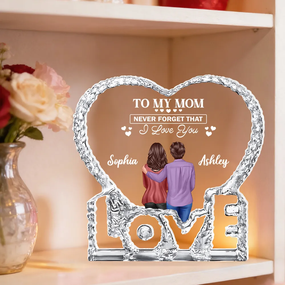 To My Mom I Love You Shaped Acrylic Block Plaque, Custom Names Love Memory Home Accent, Thoughtful Gift for Mom - Image 3