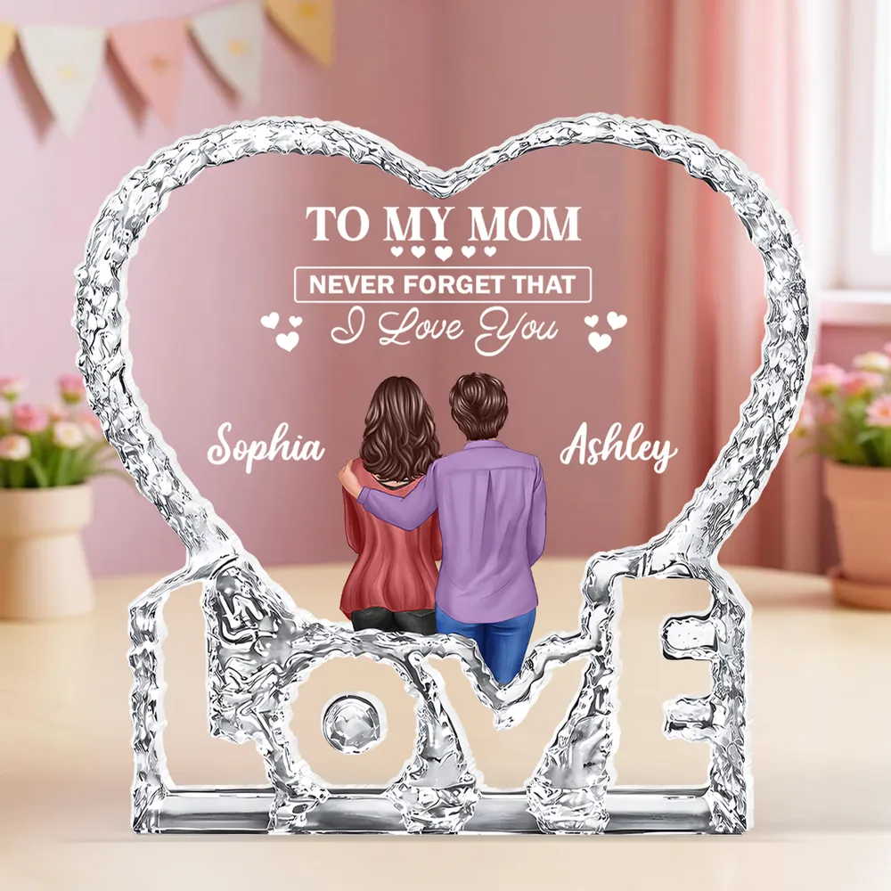 To My Mom I Love You Shaped Acrylic Block Plaque, Custom Names Love Memory Home Accent, Thoughtful Gift for Mom - Image 6
