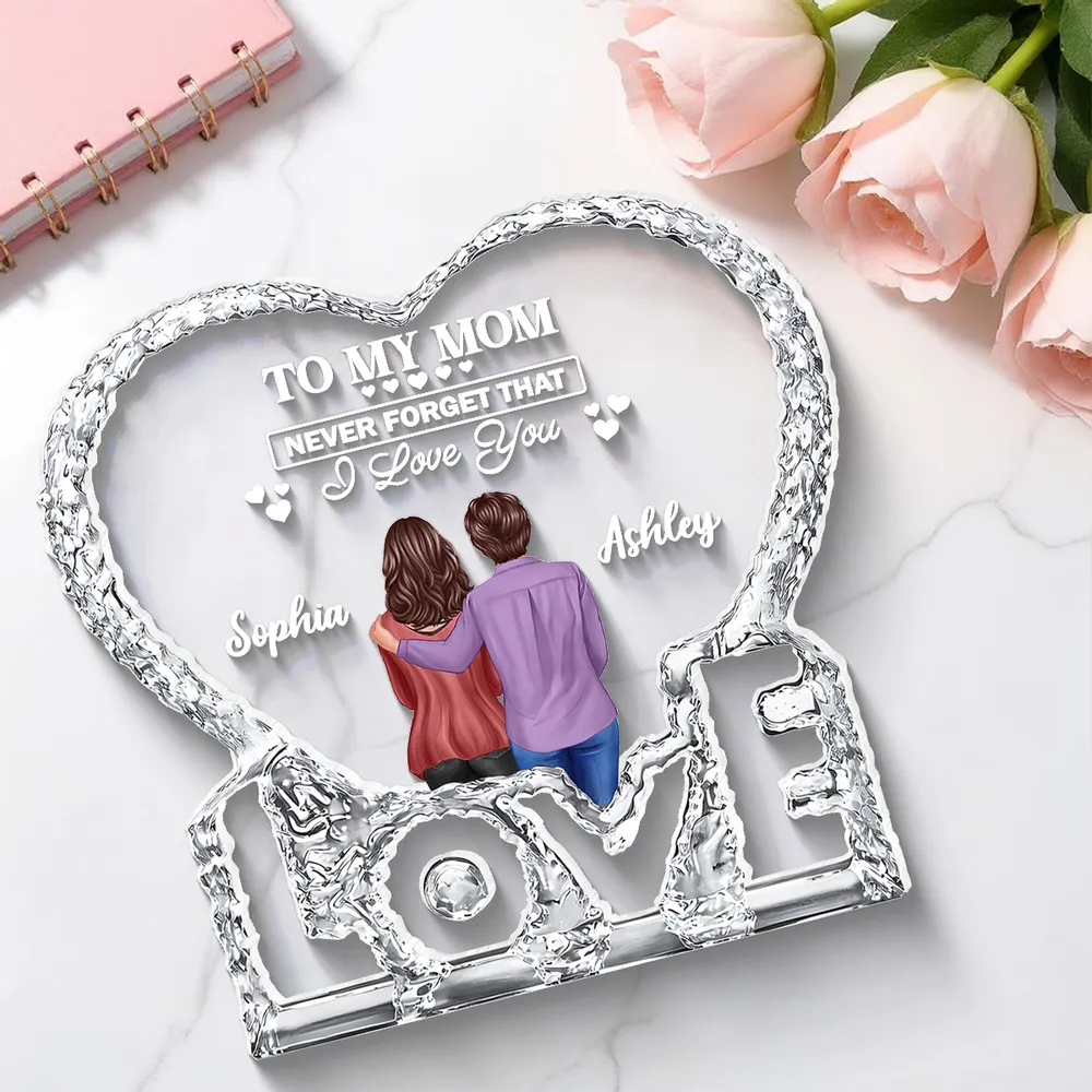 To My Mom I Love You Shaped Acrylic Block Plaque, Custom Names Love Memory Home Accent, Thoughtful Gift for Mom - Image 7