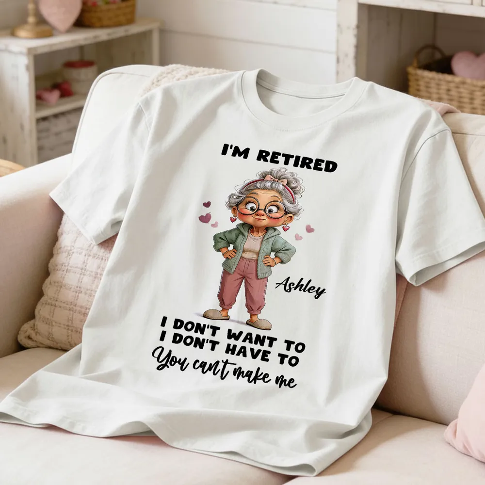 Personalized I'm Retired Classic Tee with Cute Grandma Cartoon Funny Gift for Mom or Grandma - Image 4