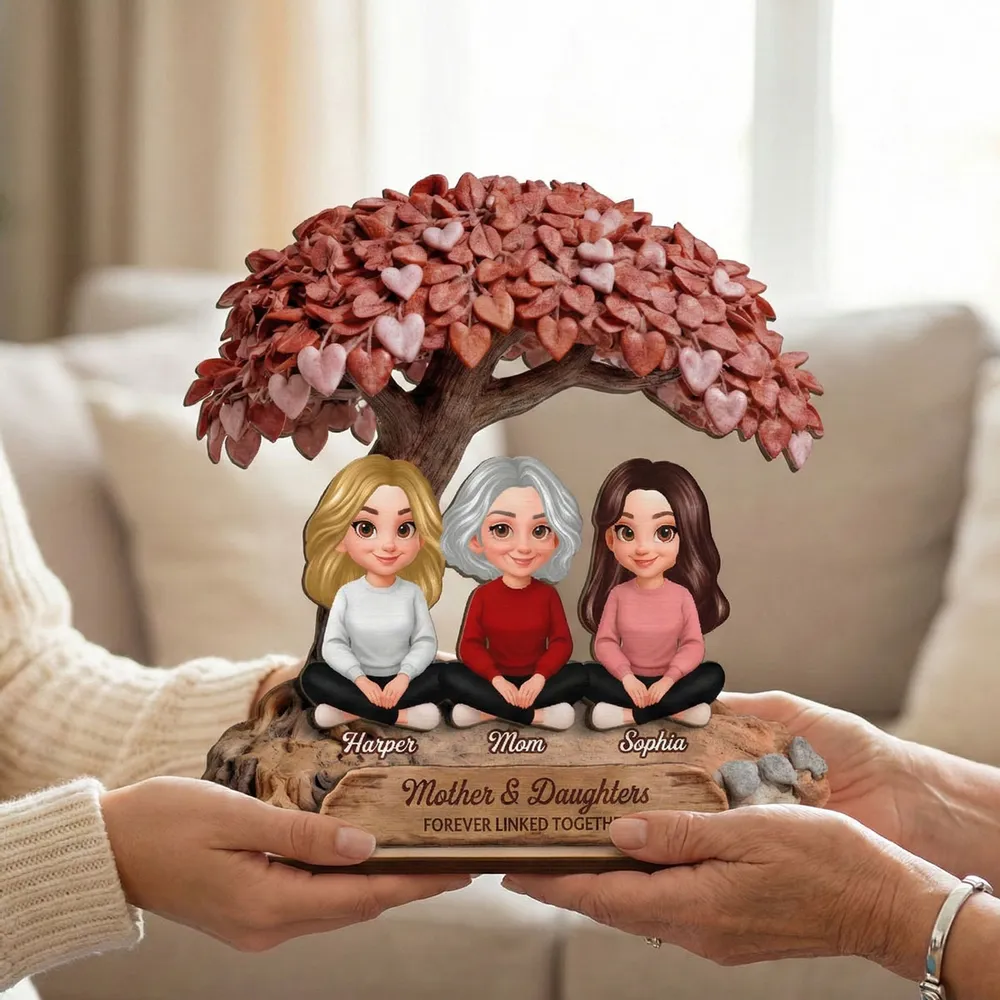 Personalized 2-Layer Wooden Plaque Heart Tree Family Scene for Mom, A Unique Mother's Day Gift With Sentimental Value - Image 5
