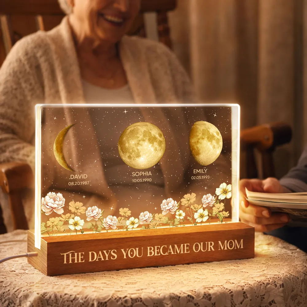 The Days You Became Our Mom Block LED Light Plaque, Custom Night Light for Bedroom or Office Desk, Meaningful Gift - Image 6